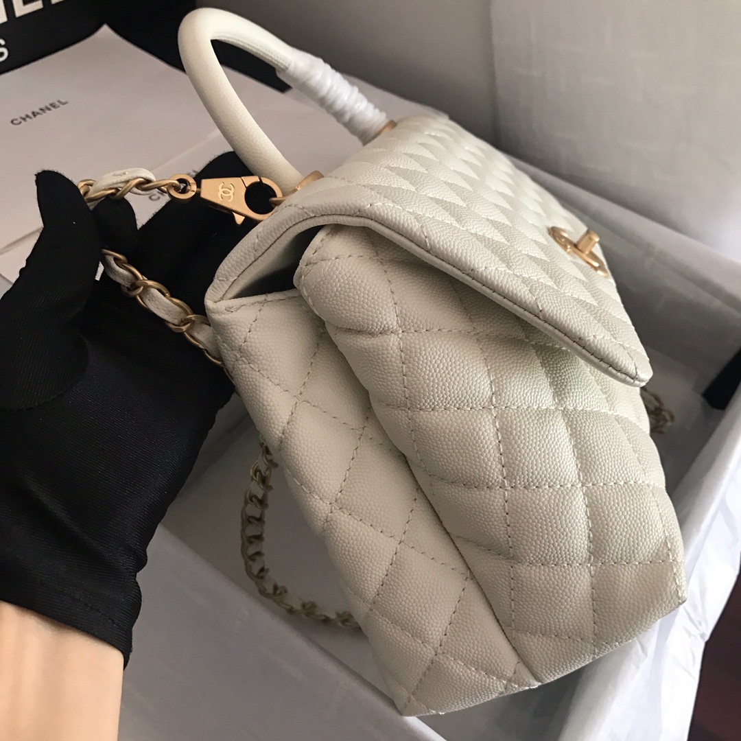 A92991, Flap Bag with Top Handle, CHANEL Handbags, Caviar, Grained Calfskin, Gold-Tone Metal