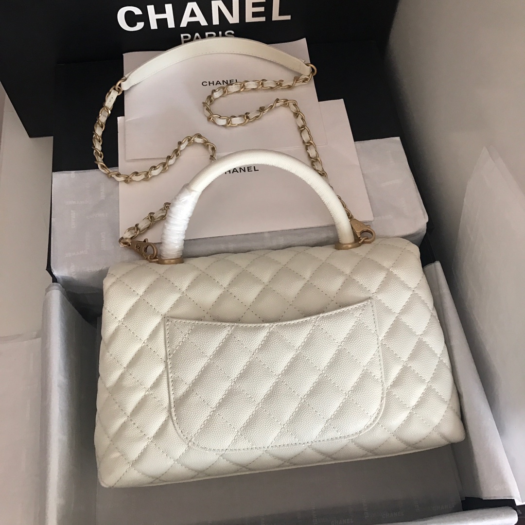 A92991, Flap Bag with Top Handle, CHANEL Handbags, Caviar, Grained Calfskin, Gold-Tone Metal