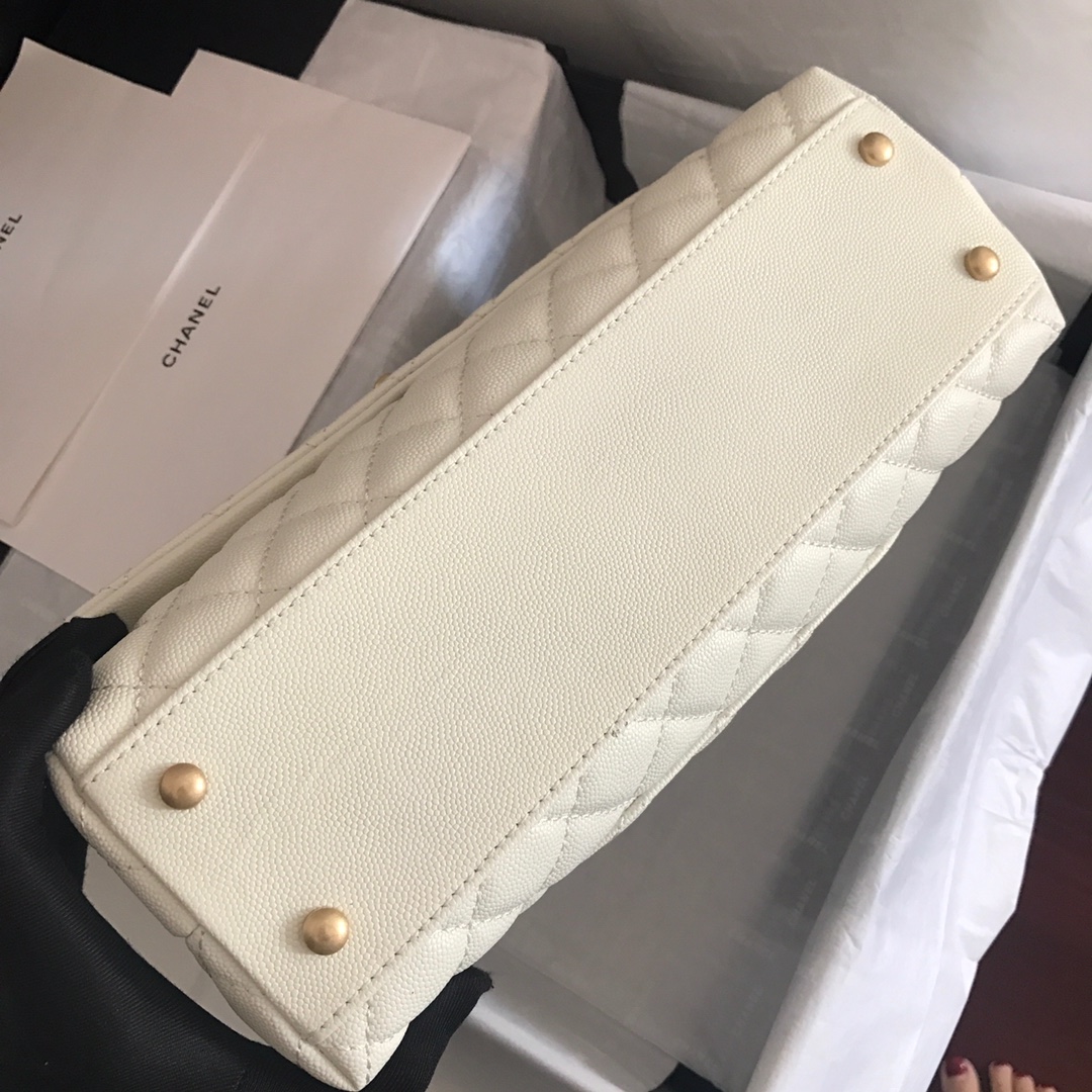 A92991, Flap Bag with Top Handle, CHANEL Handbags, Caviar, Grained Calfskin, Gold-Tone Metal