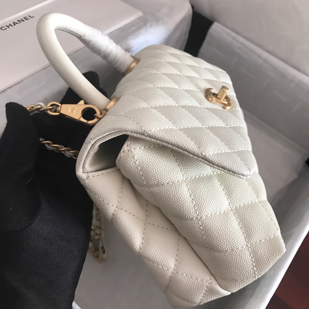 A92990, Small Flap Bag with Top Handle, CHANEL Handbags, Caviar, Grained Calfskin, Gold-Tone Metal