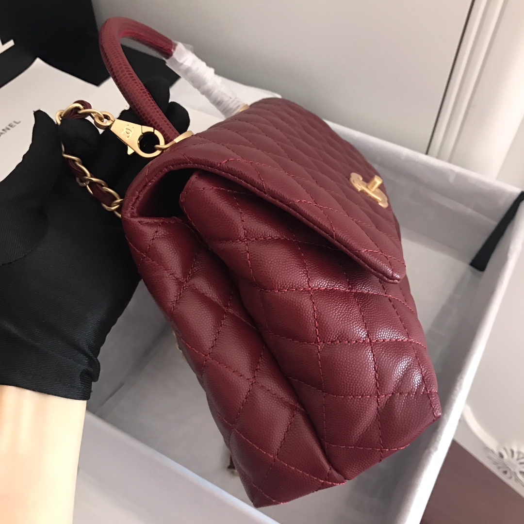 A92991, Flap Bag with Top Handle, CHANEL Handbags, Caviar, Grained Calfskin, Gold-Tone Metal