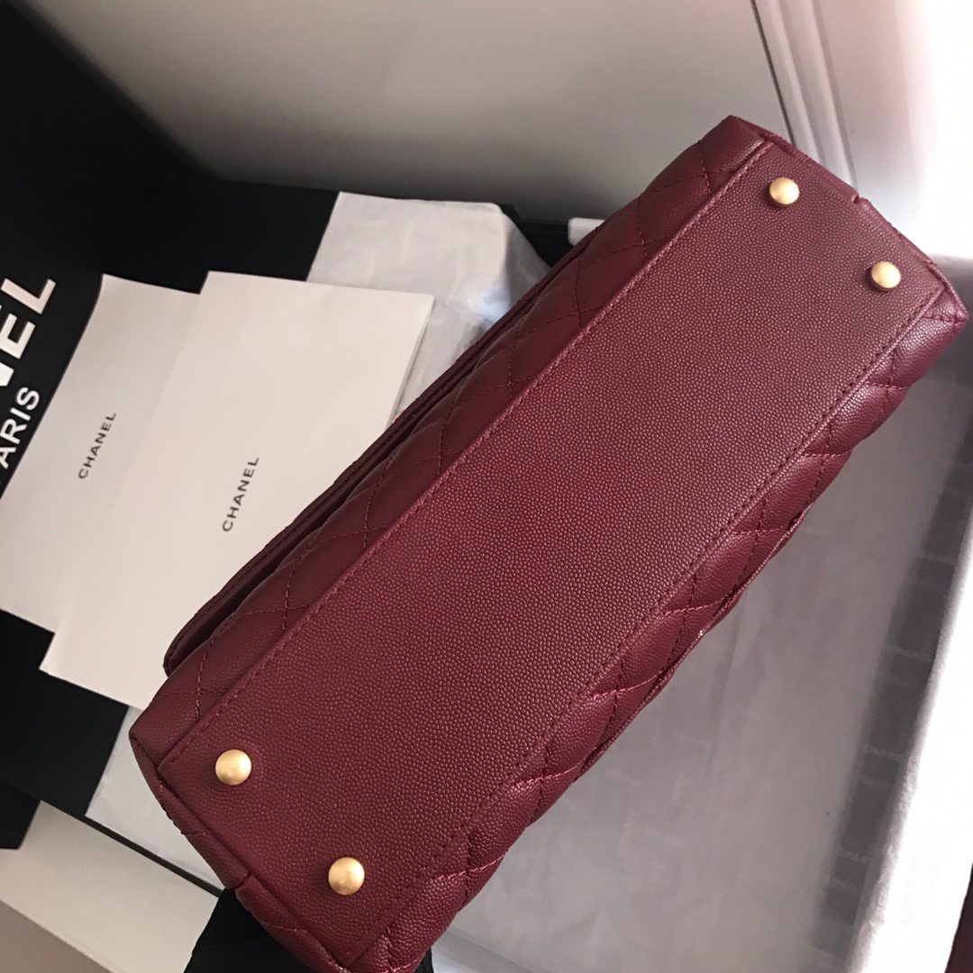 A92991, Flap Bag with Top Handle, CHANEL Handbags, Caviar, Grained Calfskin, Gold-Tone Metal