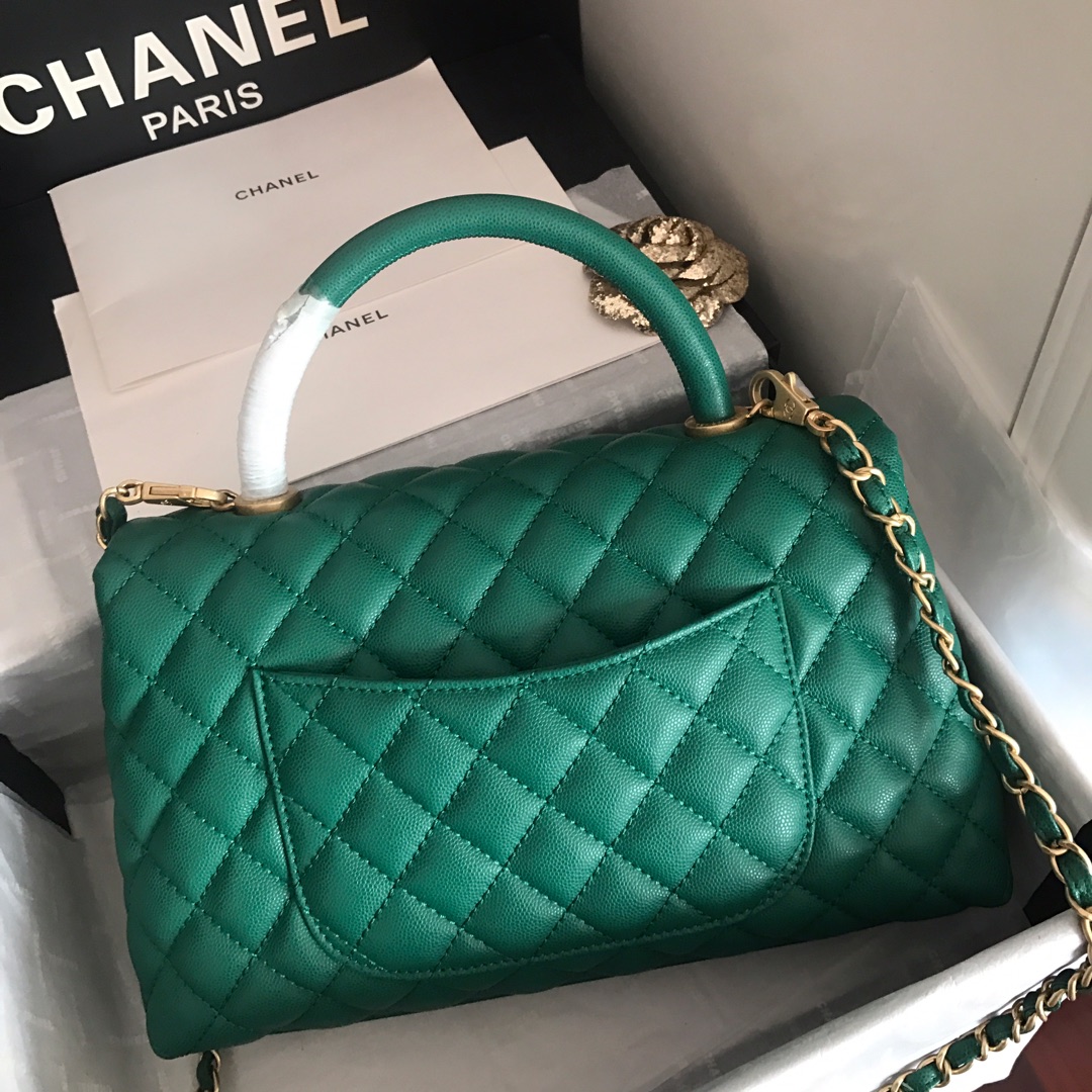 A92991, Flap Bag with Top Handle, CHANEL Handbags, Caviar, Grained Calfskin, Gold-Tone Metal