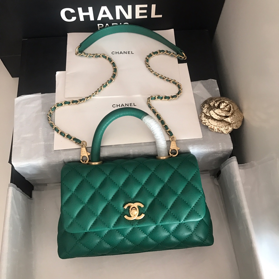 A92990, Small Flap Bag with Top Handle, CHANEL Handbags, Caviar, Grained Calfskin, Gold-Tone Metal