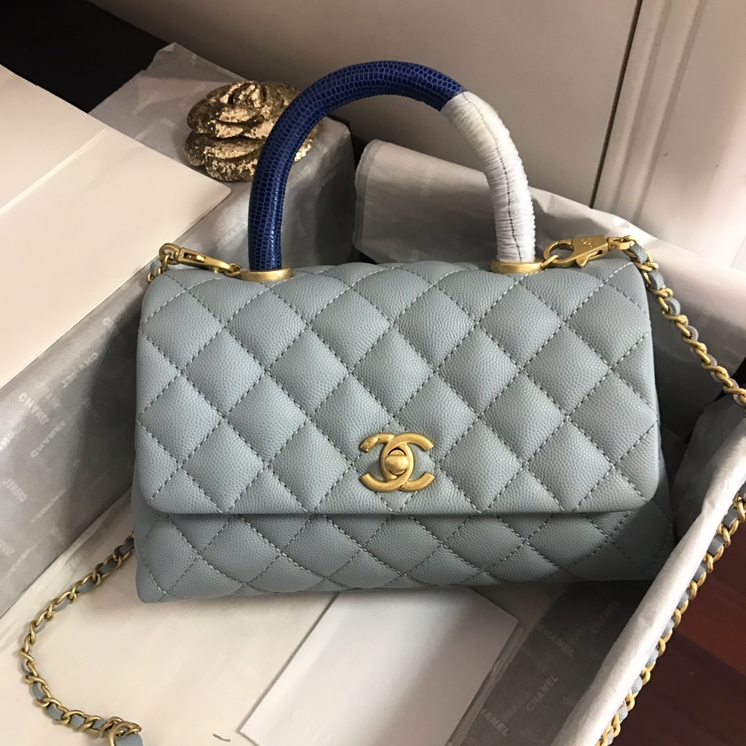 A92990, Small Flap Bag with Top Handle, CHANEL Handbags, Caviar, Grained Calfskin, Gold-Tone Metal
