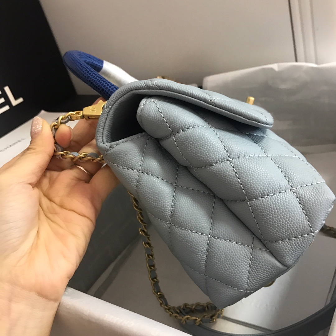 A92990, Small Flap Bag with Top Handle, CHANEL Handbags, Caviar, Grained Calfskin, Gold-Tone Metal