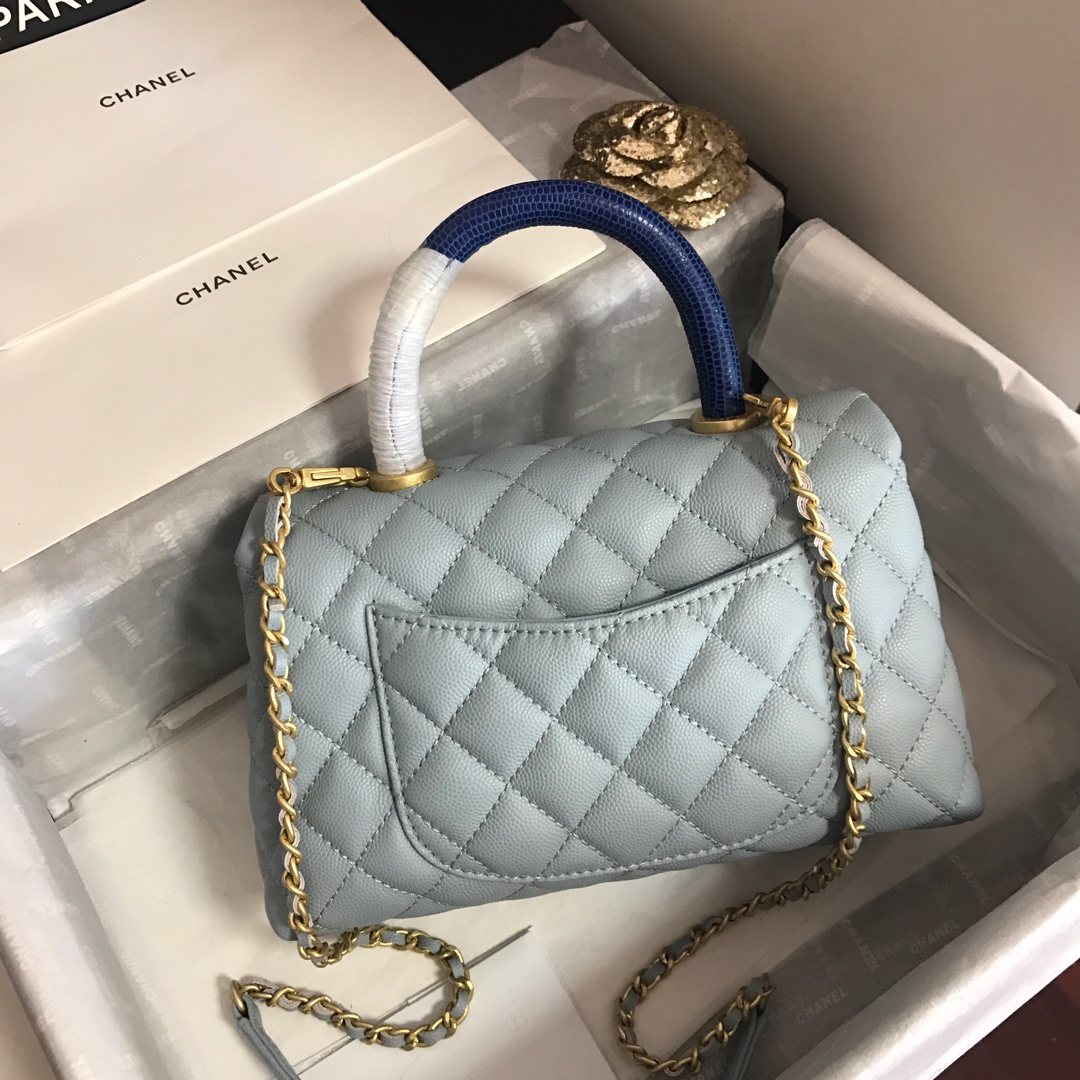A92990, Small Flap Bag with Top Handle, CHANEL Handbags, Caviar, Grained Calfskin, Gold-Tone Metal