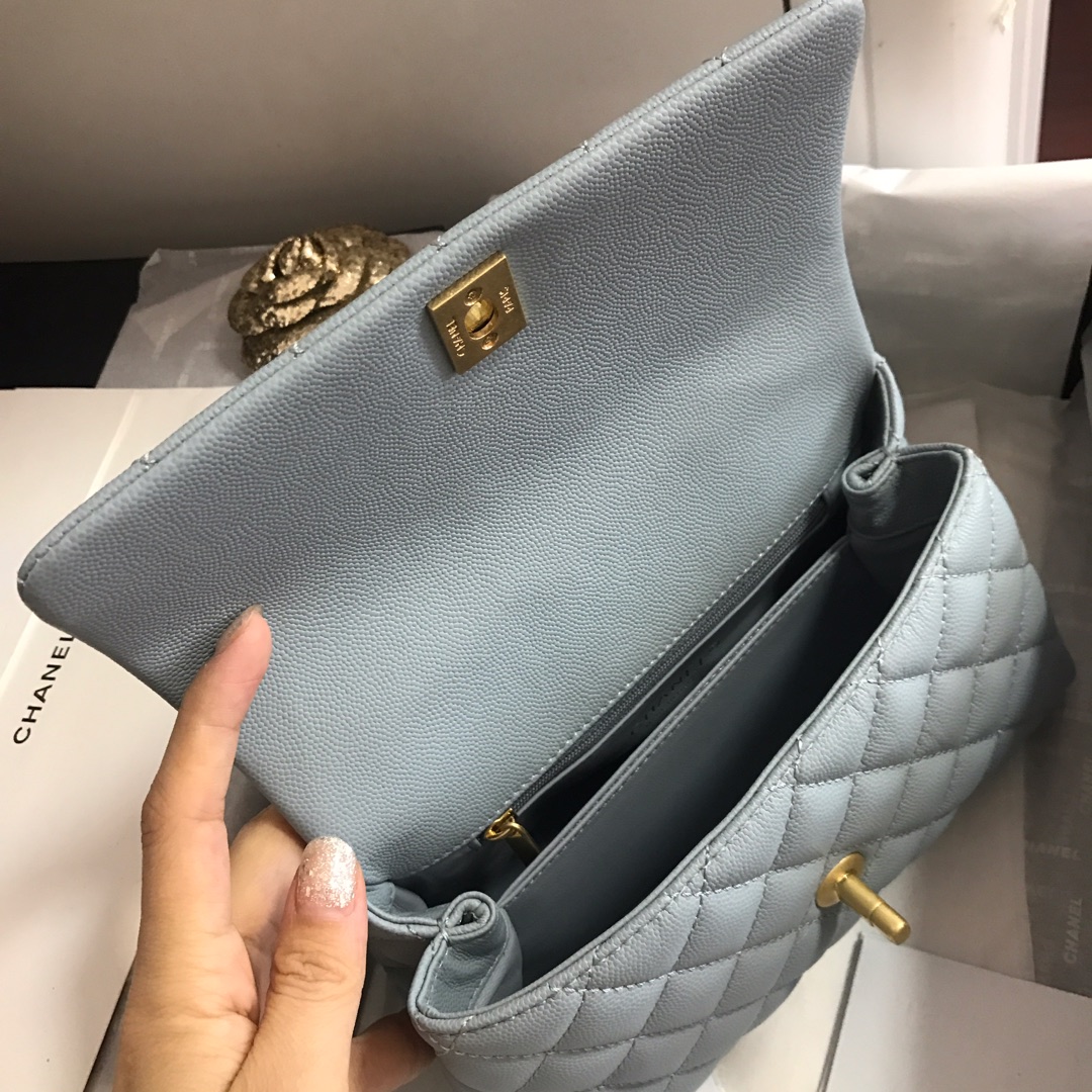 A92990, Small Flap Bag with Top Handle, CHANEL Handbags, Caviar, Grained Calfskin, Gold-Tone Metal