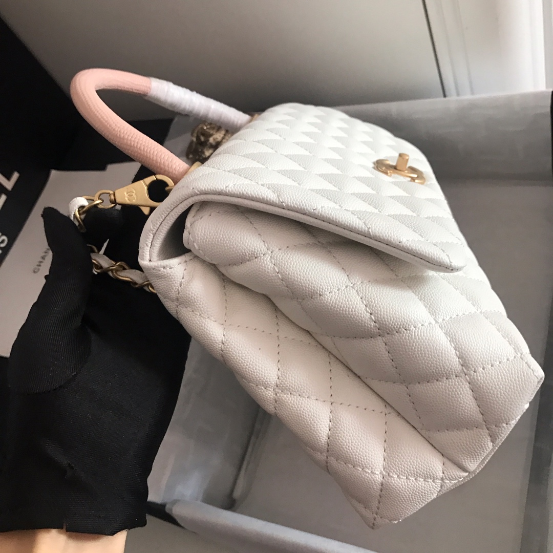 A92991, Flap Bag with Top Handle, CHANEL Handbags, Caviar, Grained Calfskin, Gold-Tone Metal