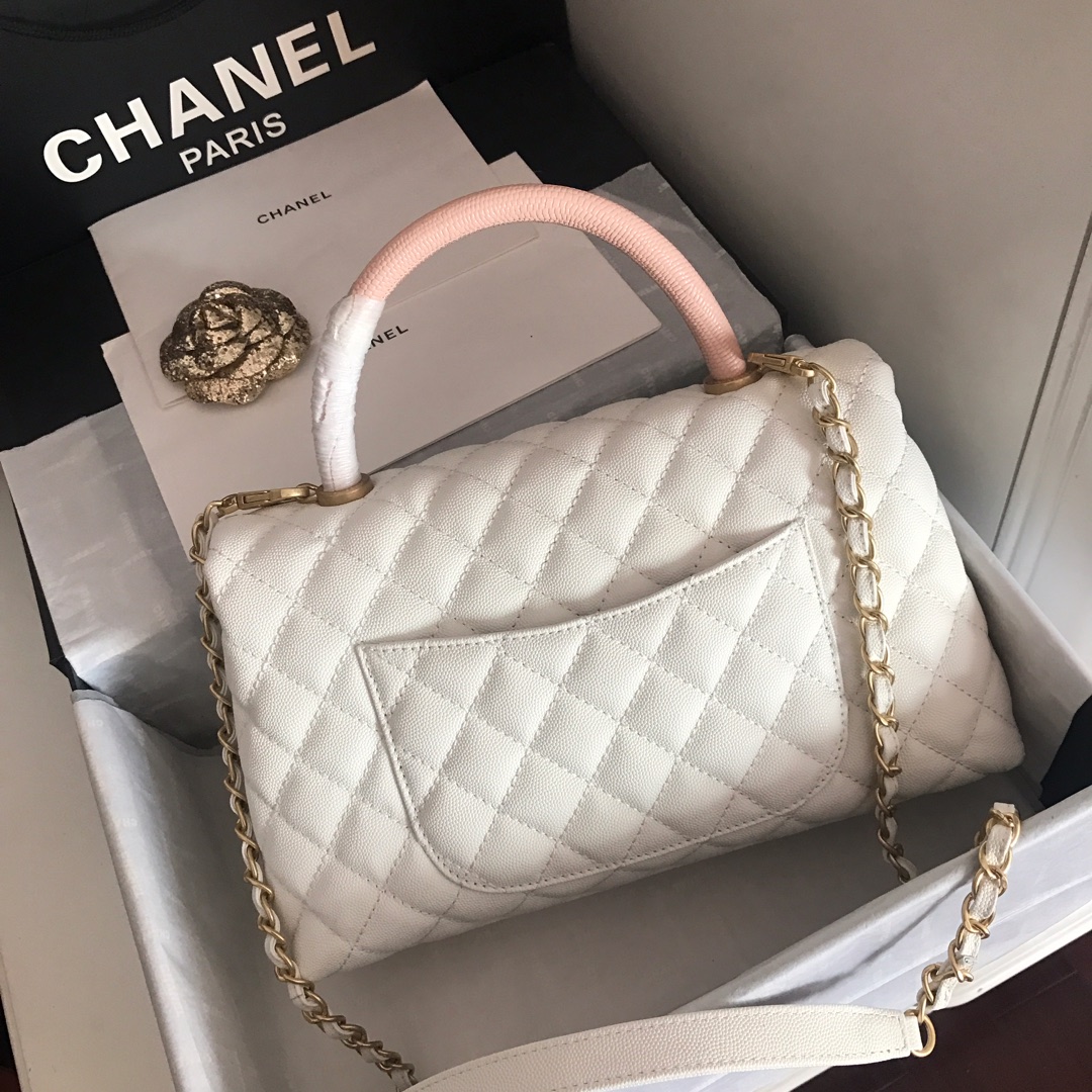 A92991, Flap Bag with Top Handle, CHANEL Handbags, Caviar, Grained Calfskin, Gold-Tone Metal