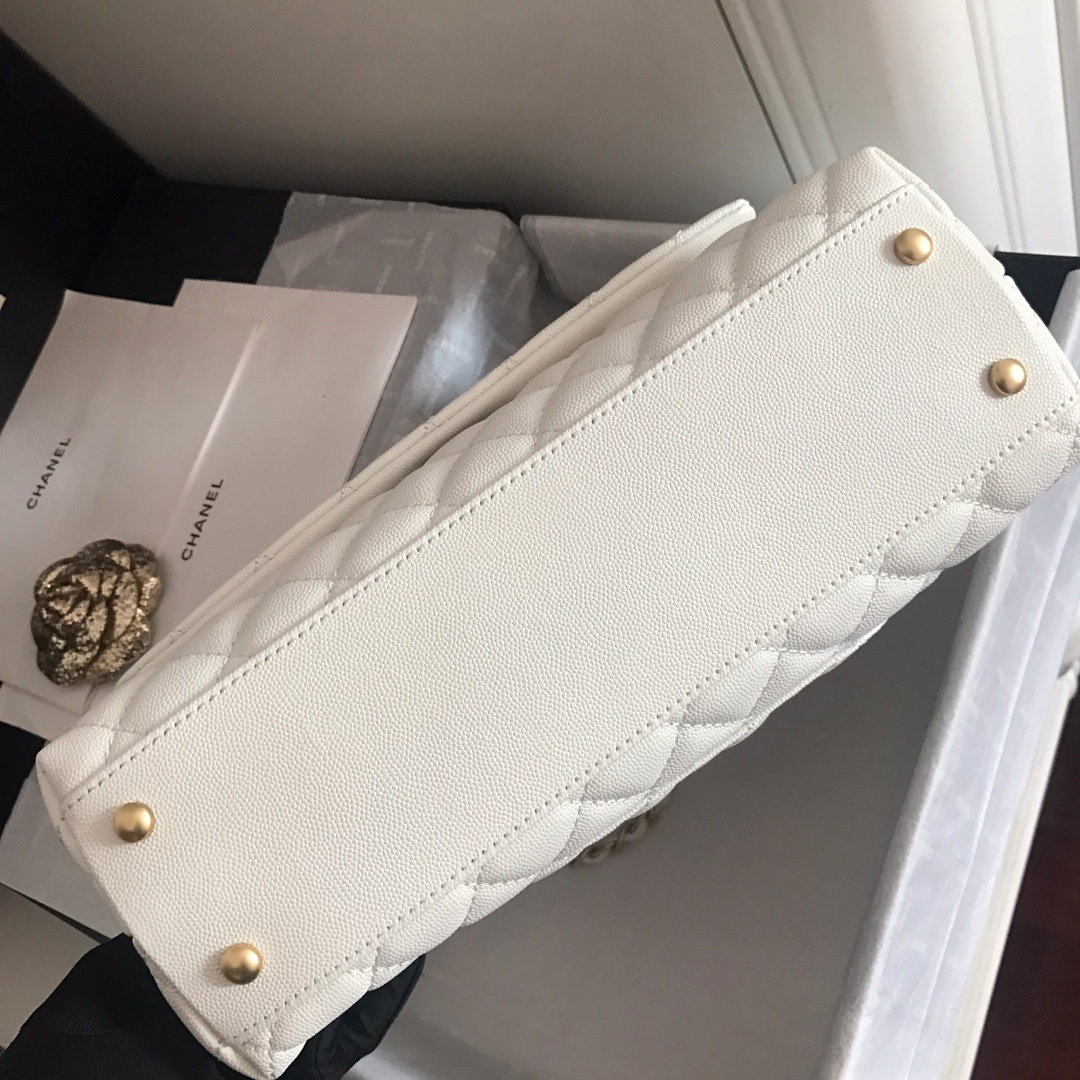 A92991, Flap Bag with Top Handle, CHANEL Handbags, Caviar, Grained Calfskin, Gold-Tone Metal