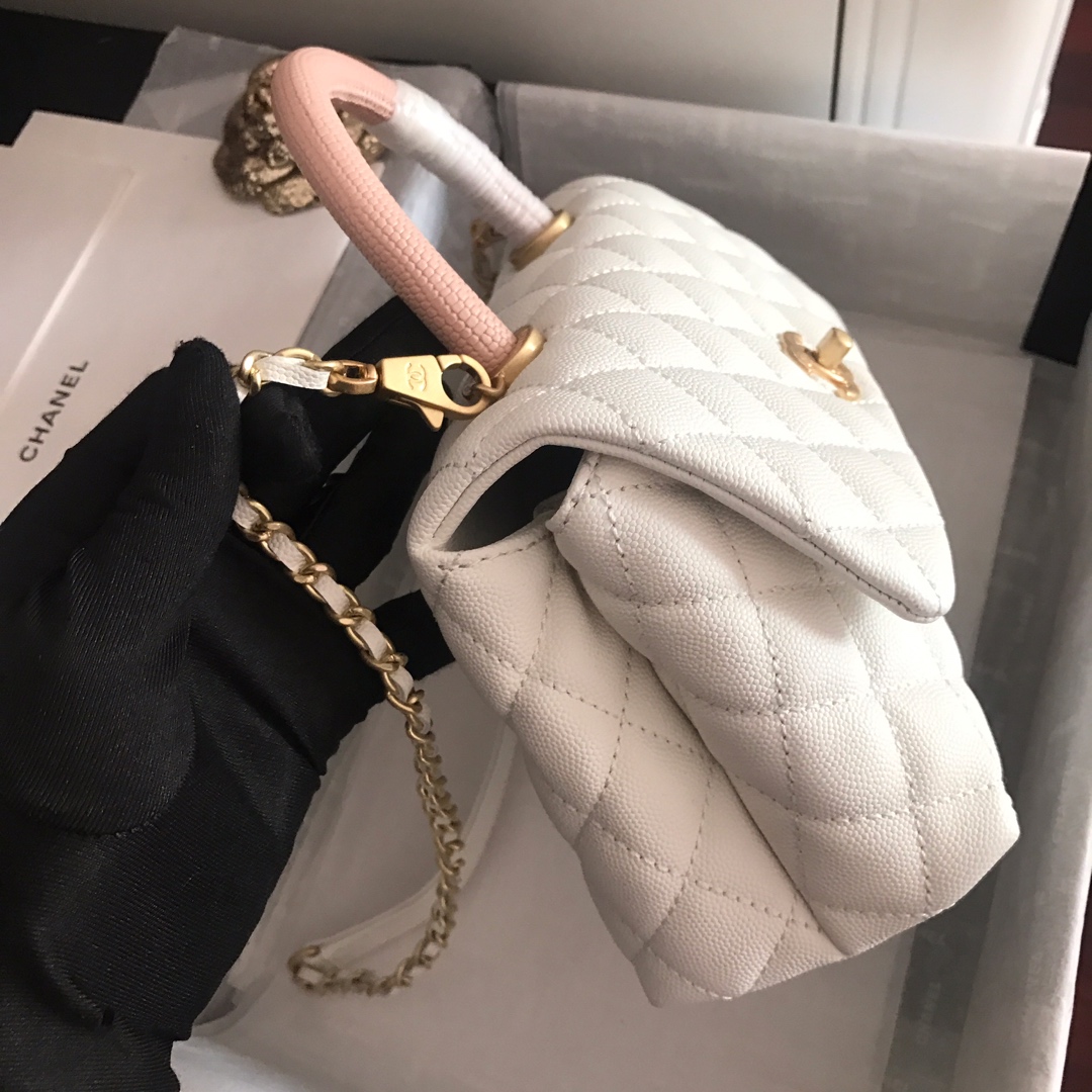 A92990, Small Flap Bag with Top Handle, CHANEL Handbags, Caviar, Grained Calfskin, Gold-Tone Metal