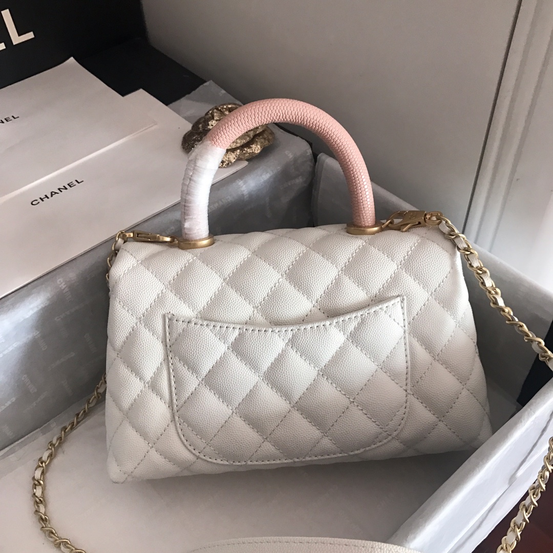 A92990, Small Flap Bag with Top Handle, CHANEL Handbags, Caviar, Grained Calfskin, Gold-Tone Metal