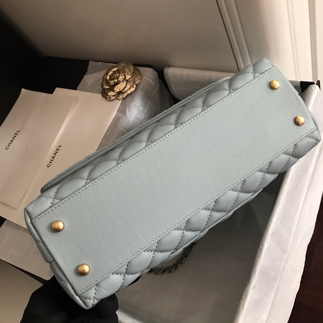 A92991, Flap Bag with Top Handle, CHANEL Handbags, Caviar, Grained Calfskin, Gold-Tone Metal