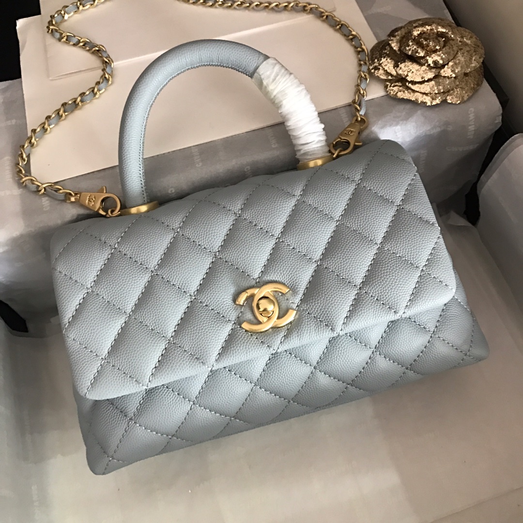 A92990, Small Flap Bag with Top Handle, CHANEL Handbags, Caviar, Grained Calfskin, Gold-Tone Metal