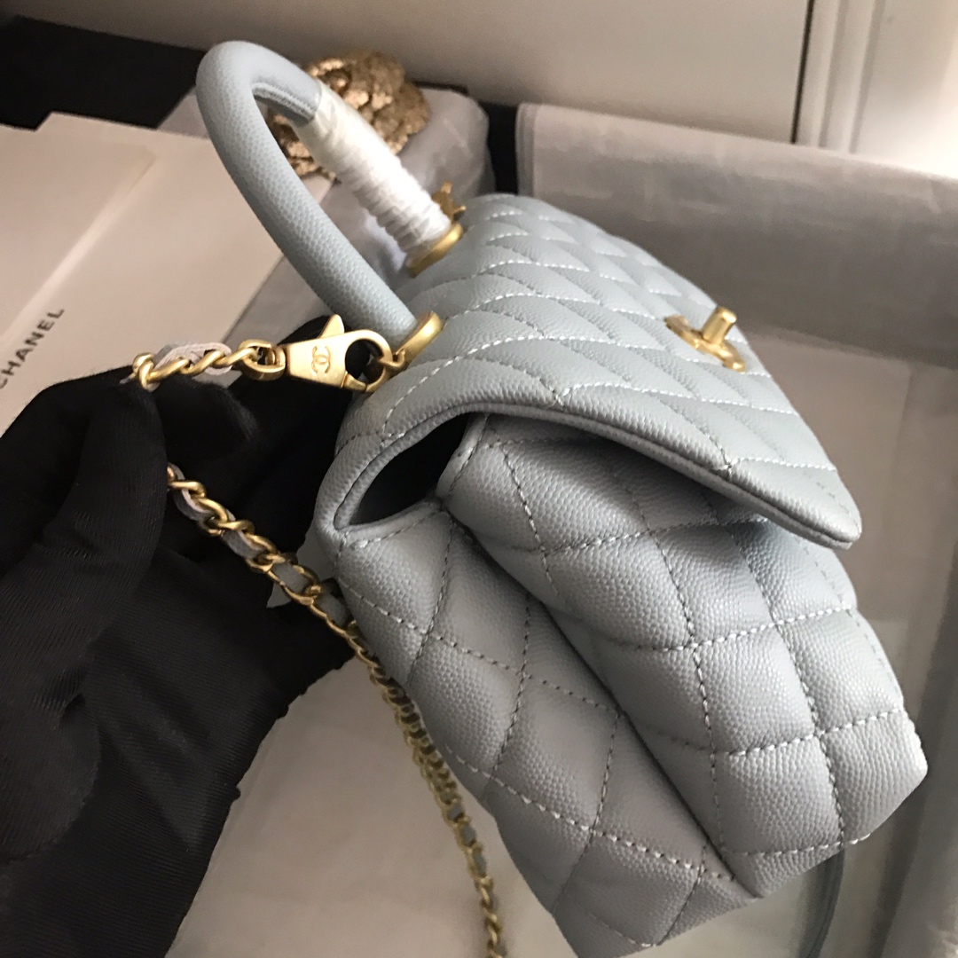 A92990, Small Flap Bag with Top Handle, CHANEL Handbags, Caviar, Grained Calfskin, Gold-Tone Metal