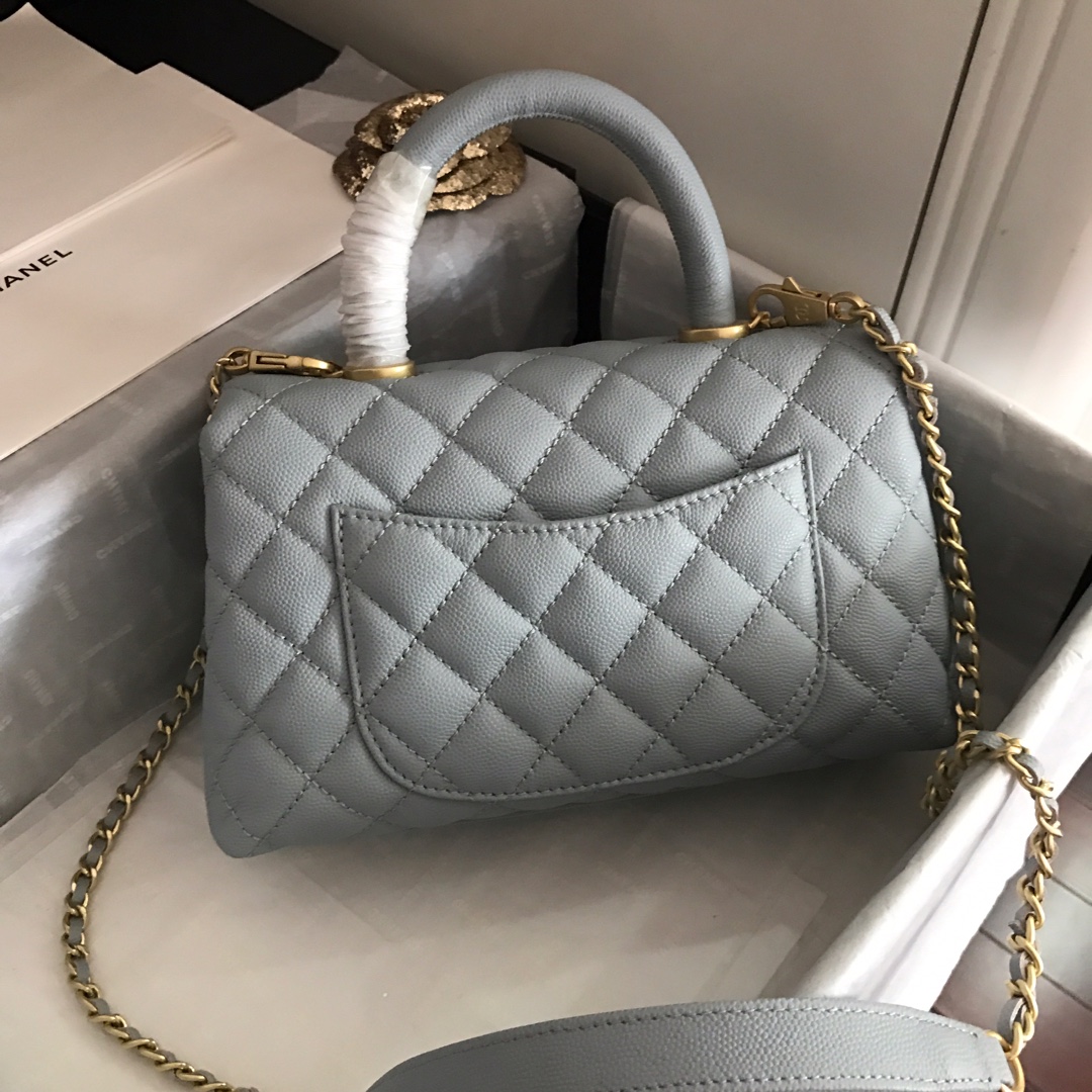 A92990, Small Flap Bag with Top Handle, CHANEL Handbags, Caviar, Grained Calfskin, Gold-Tone Metal