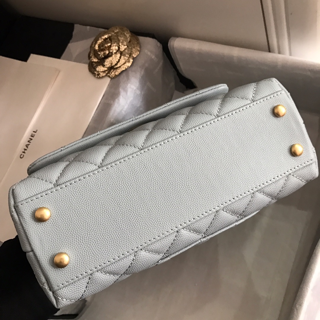 A92990, Small Flap Bag with Top Handle, CHANEL Handbags, Caviar, Grained Calfskin, Gold-Tone Metal