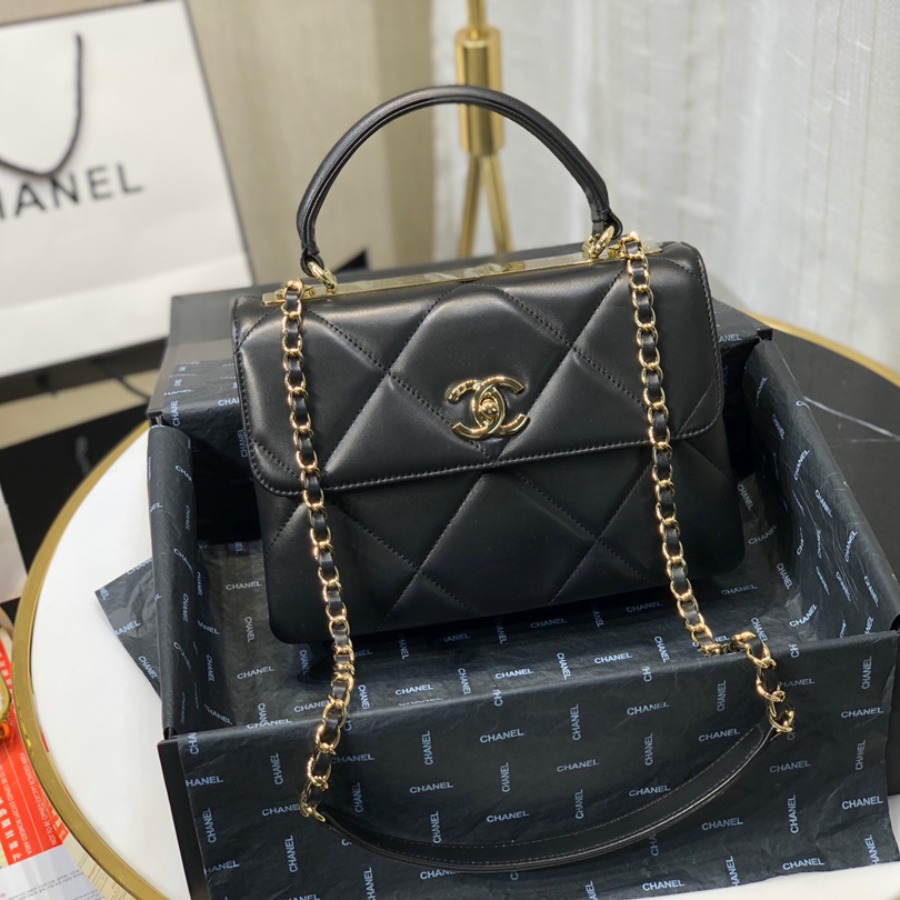 A92236 small flap bag with top handle, Lambskin & Gold-Tone Metal, CHANEL HANDBAG