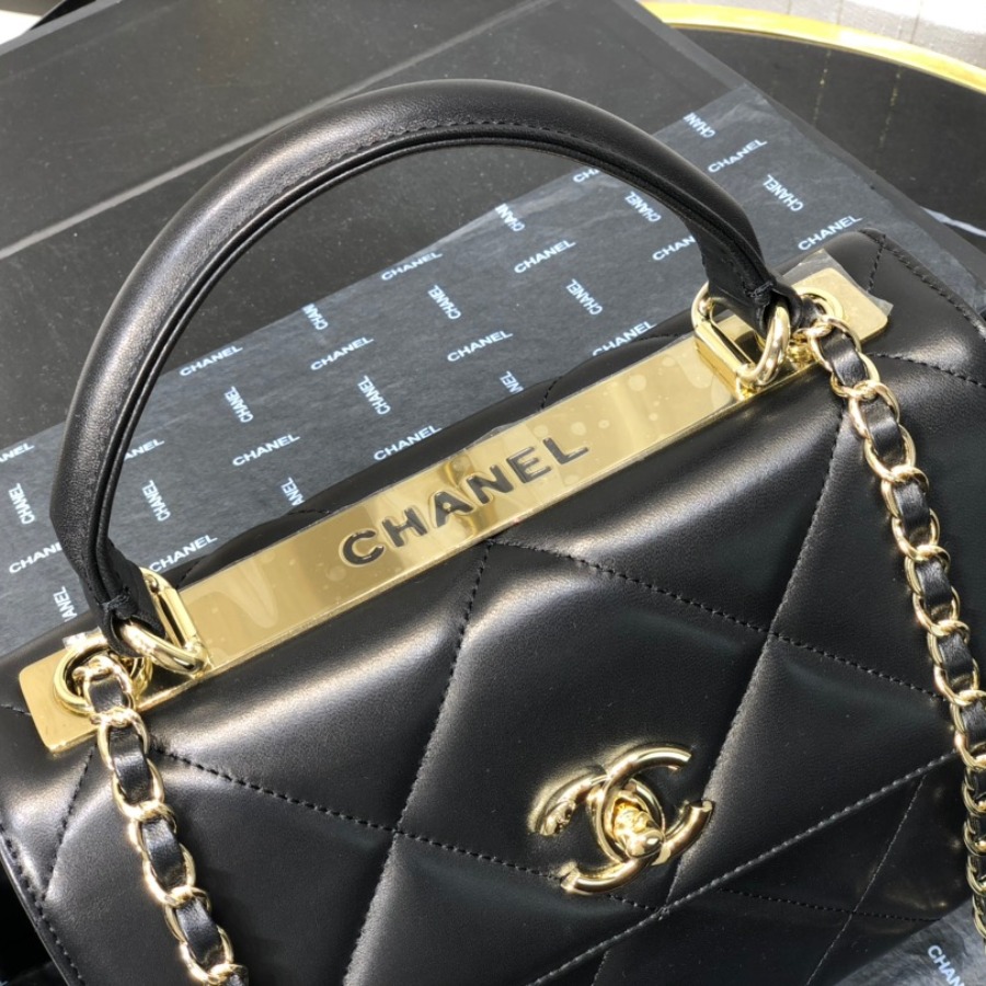 A92236 small flap bag with top handle, Lambskin & Gold-Tone Metal, CHANEL HANDBAG