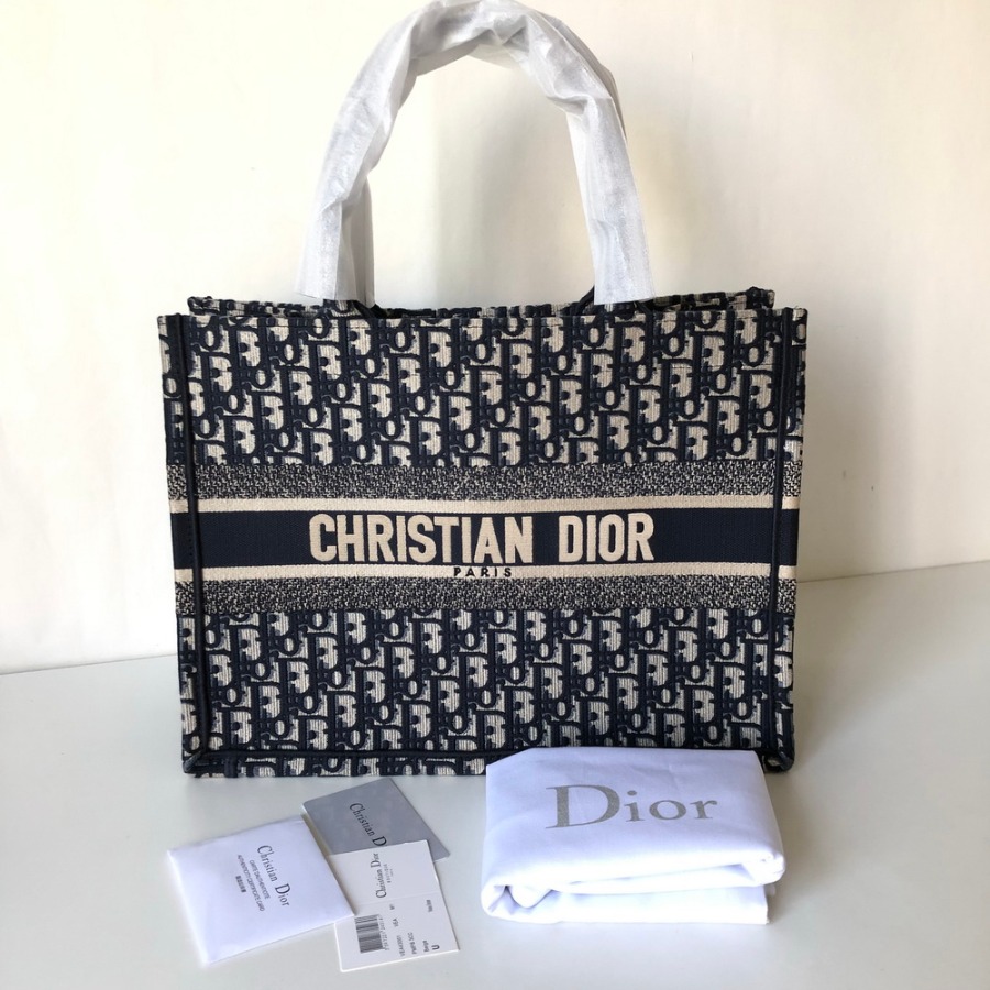 BLUE DIOR BOOK TOTE DIOR OBLIQUE BAG