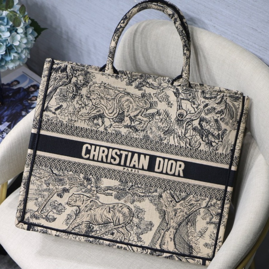 DIOR BOOK TOTE BAG IN EMBROIDERED CANVAS