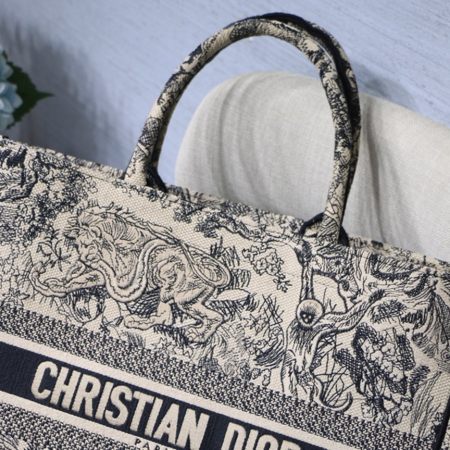 DIOR BOOK TOTE BAG IN EMBROIDERED CANVAS