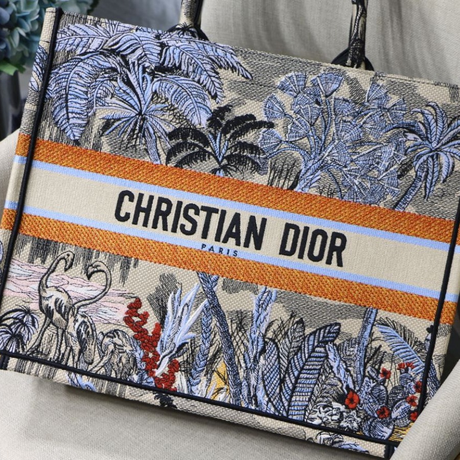 DIOR BOOK TOTE BAG IN EMBROIDERED CANVAS