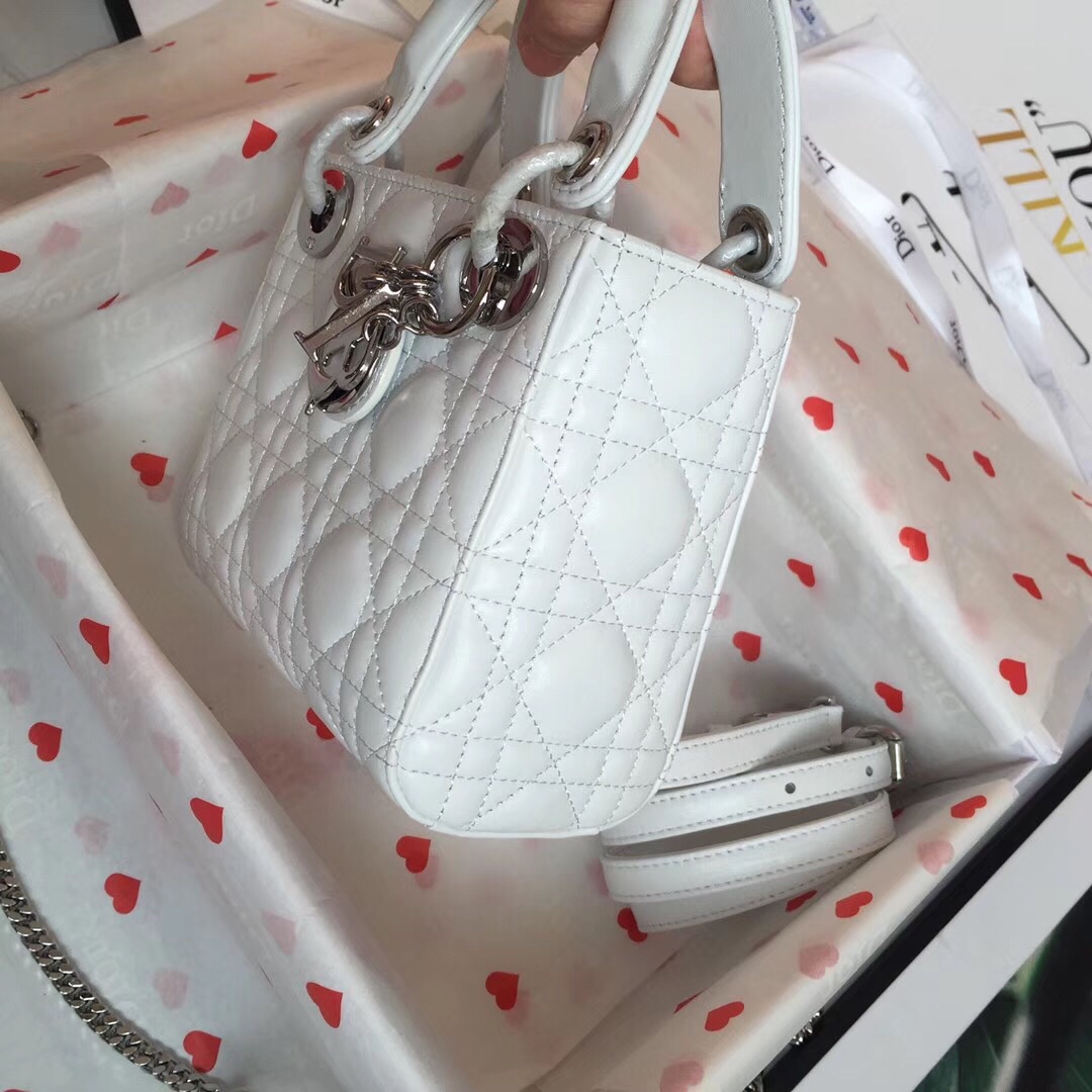 MINI LADY DIOR LAMBSKIN BAG, Strap long about 120cm, Christian Dior CD Handbags