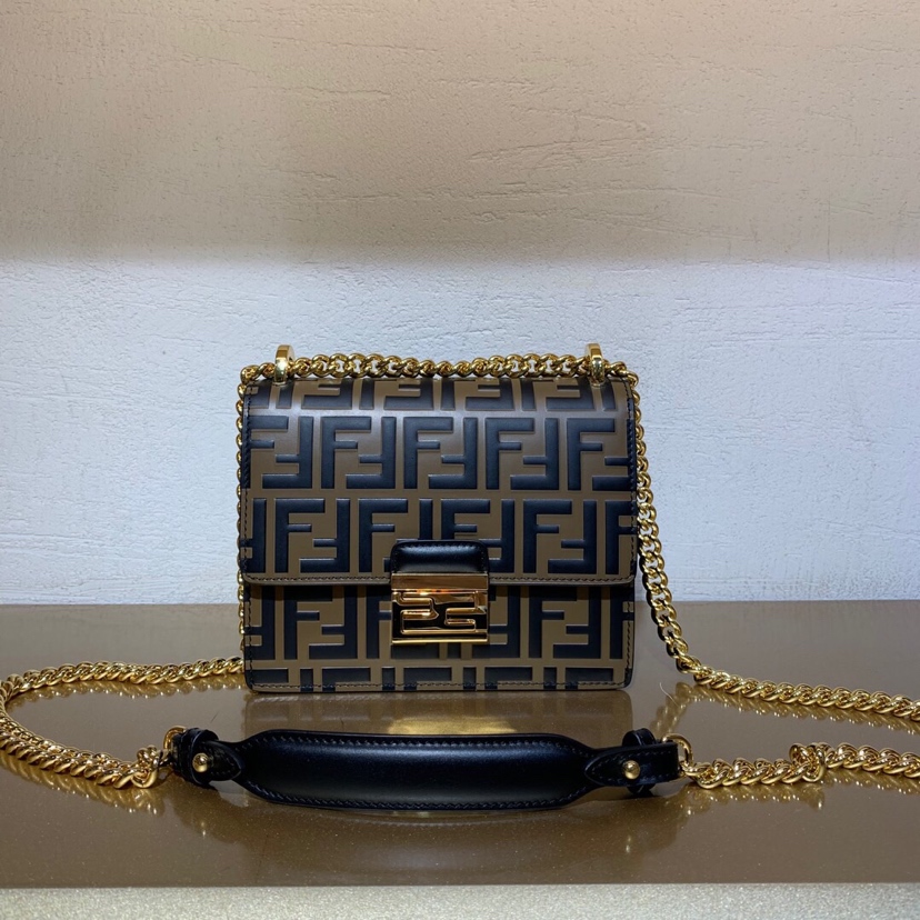 KAN U SMALL, Black leather bag, Fendi Shoulder Bag