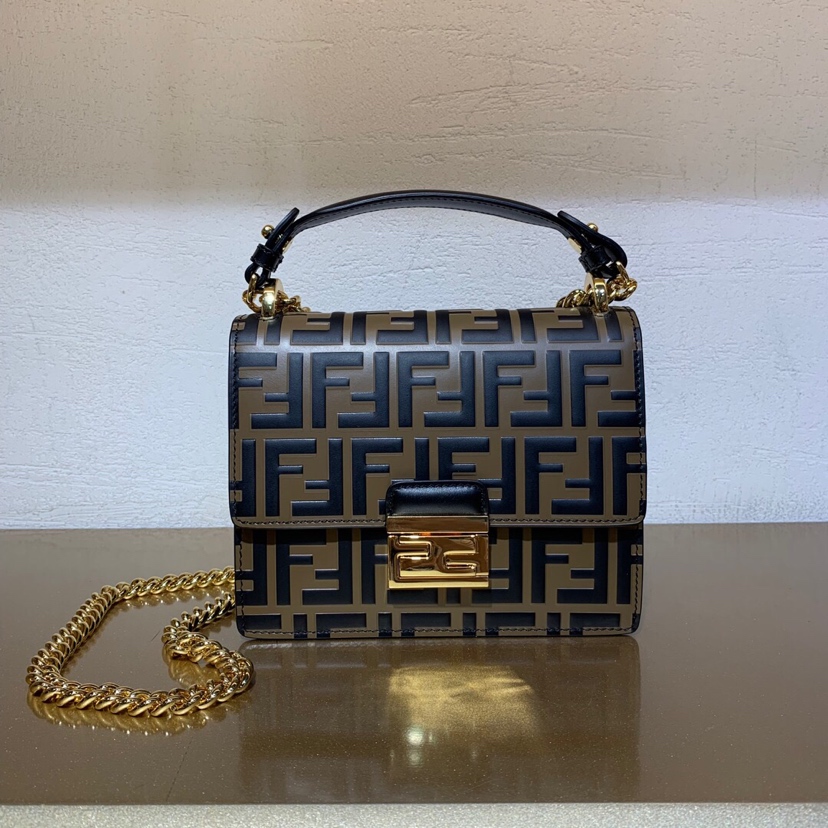 KAN U SMALL, Black leather bag, Fendi Shoulder Bag