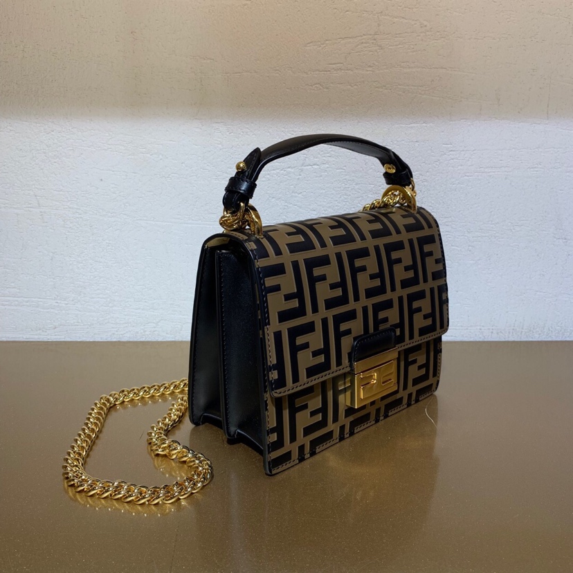 KAN U SMALL, Black leather bag, Fendi Shoulder Bag