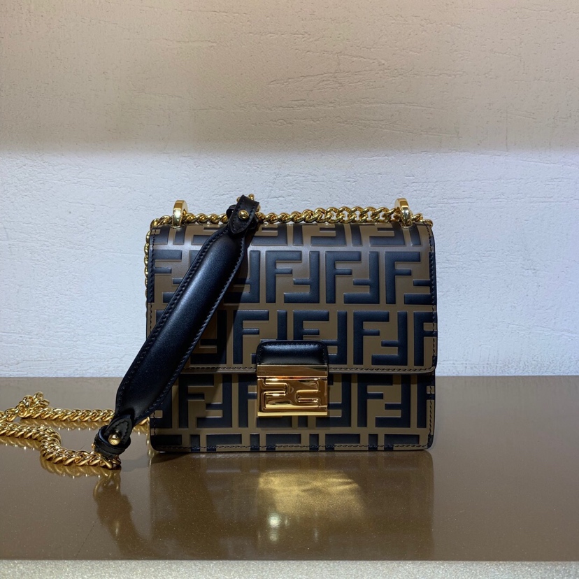 KAN U SMALL, Black leather bag, Fendi Shoulder Bag