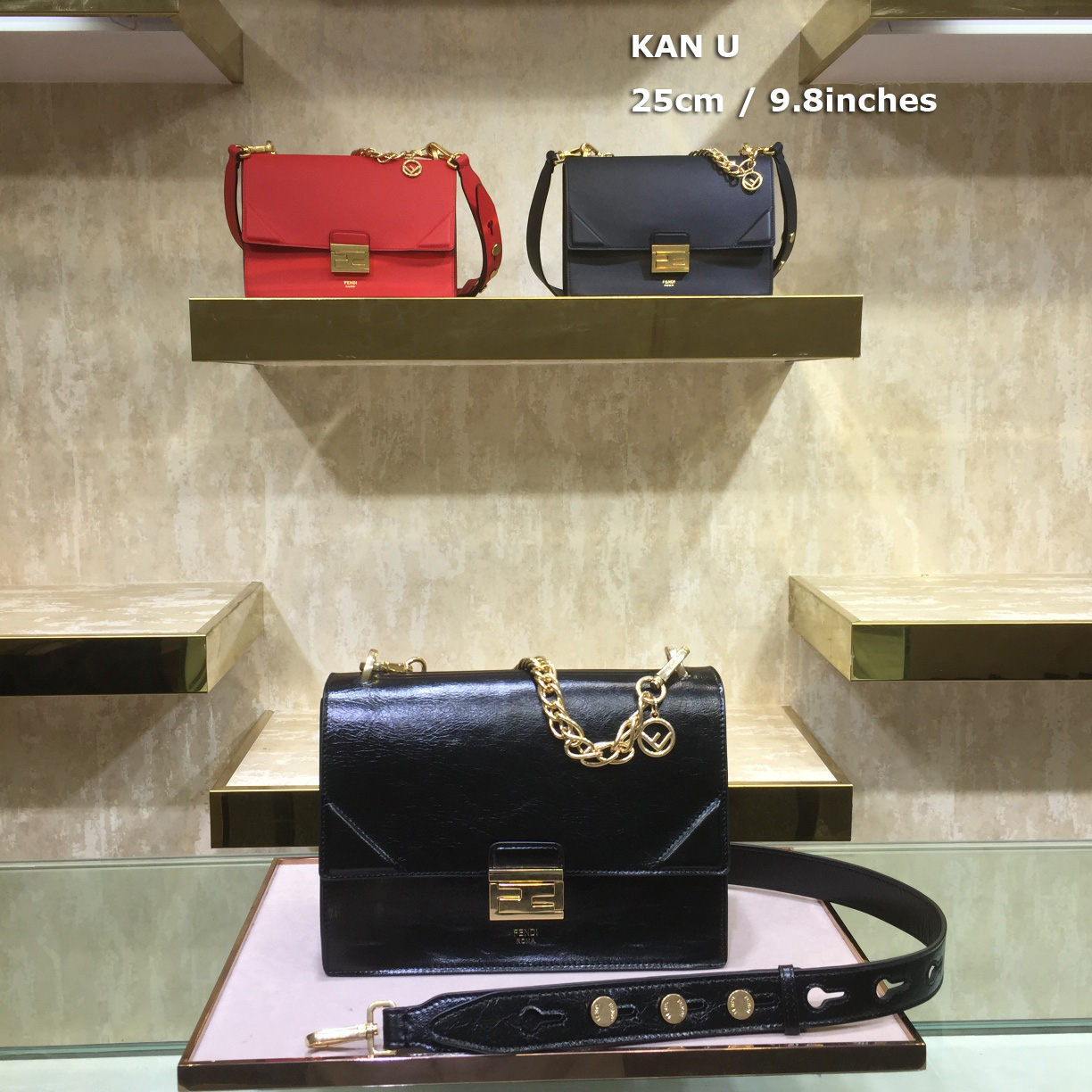KAN U, Black leather bag, Fendi Shoulder Bag