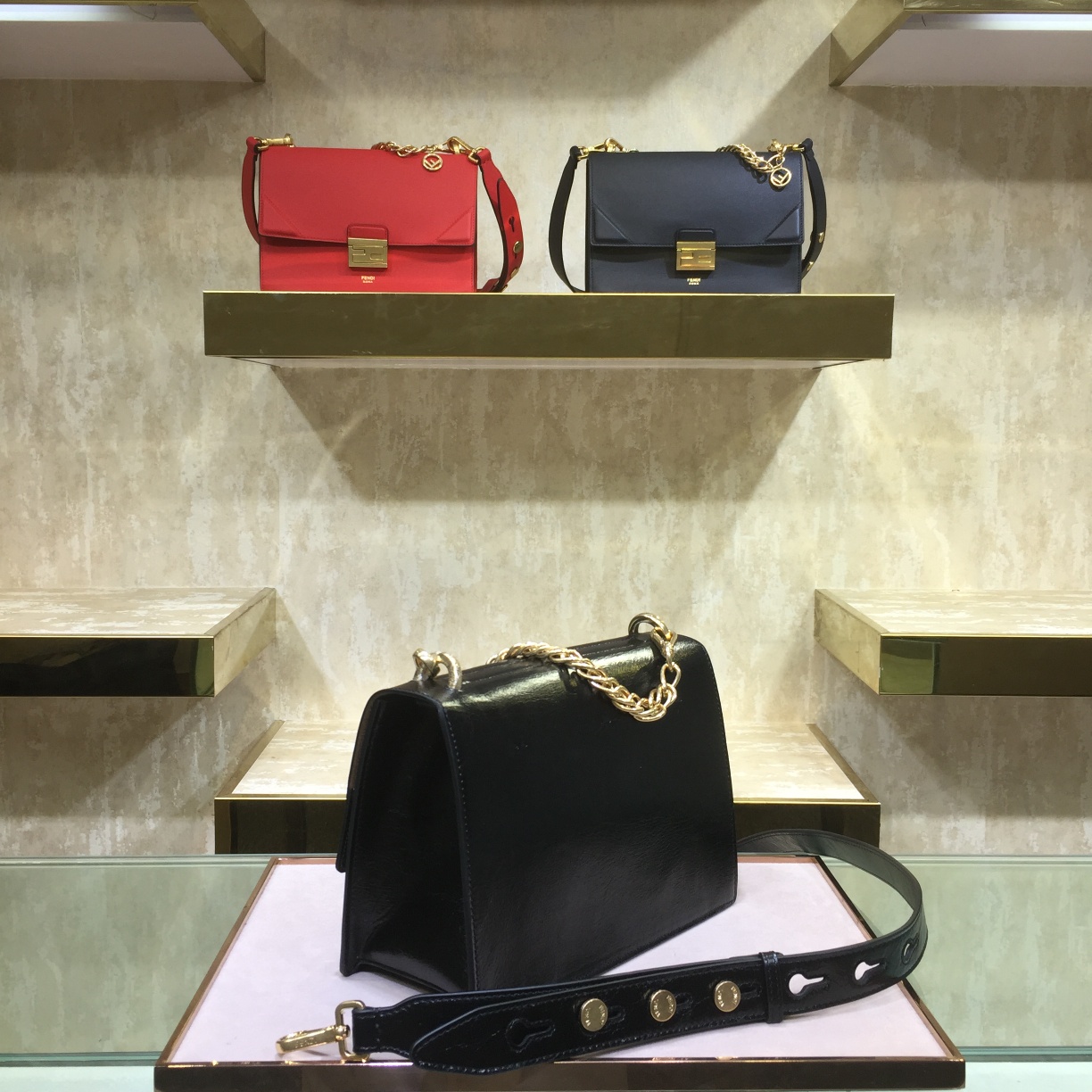 KAN U, Black leather bag, Fendi Shoulder Bag