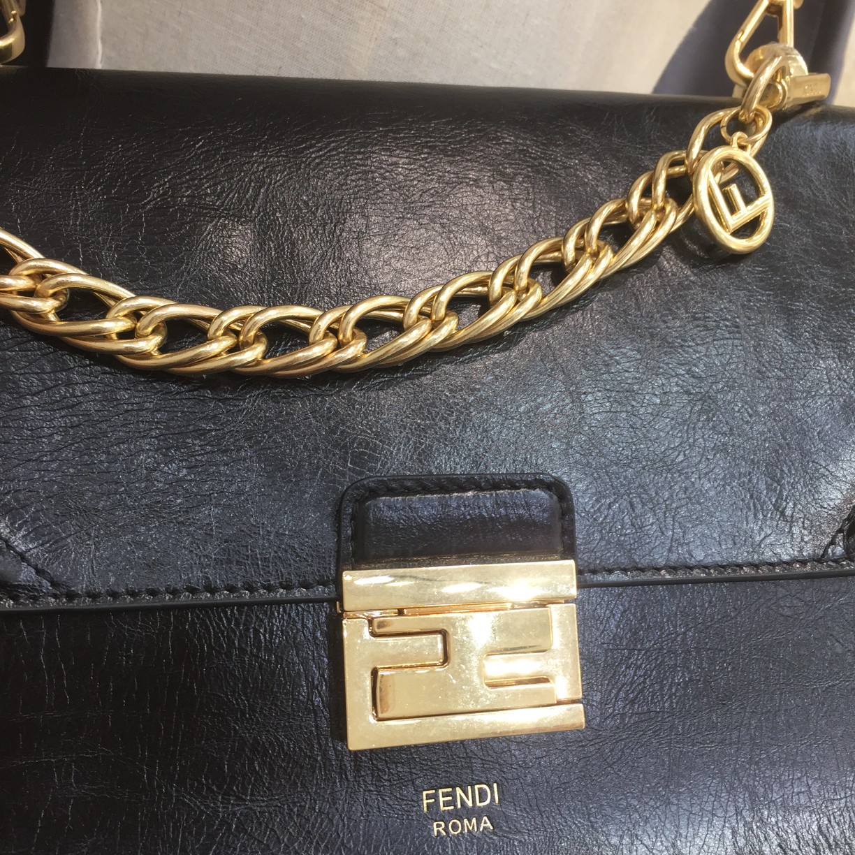 KAN U, Black leather bag, Fendi Shoulder Bag