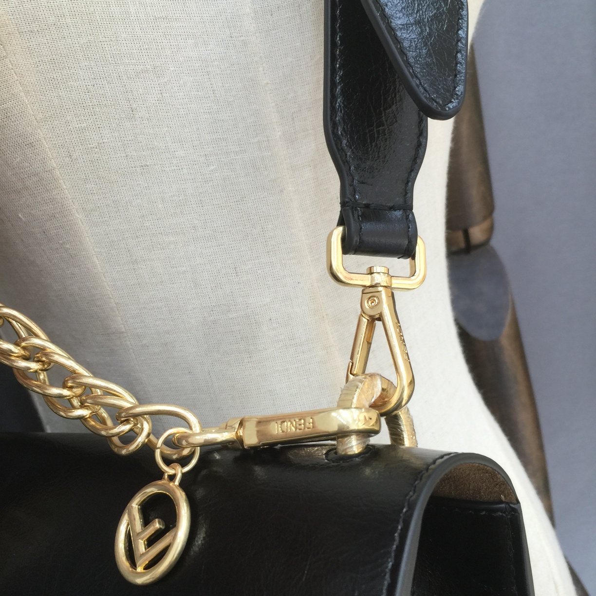 KAN U, Black leather bag, Fendi Shoulder Bag
