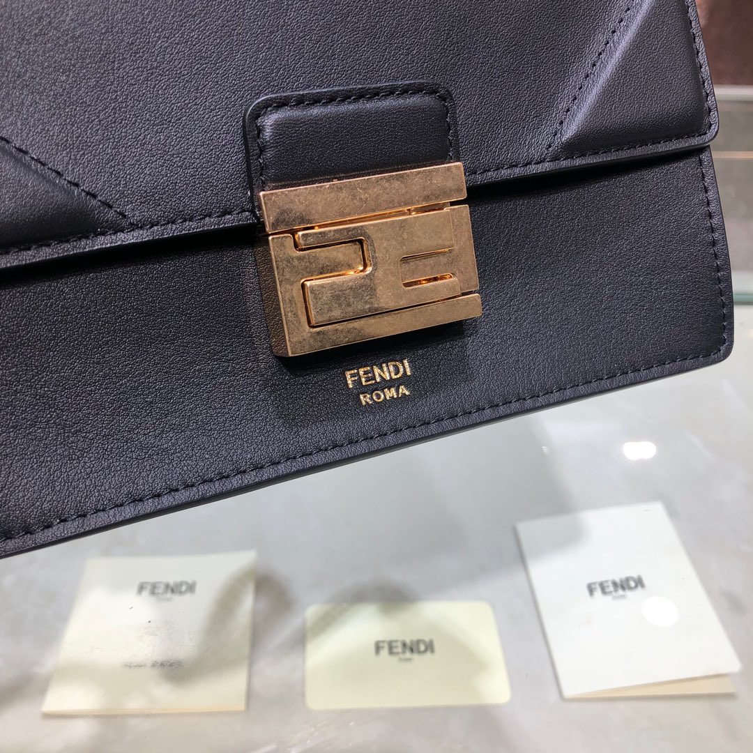 KAN U SMALL, Black leather bag, Fendi Shoulder Bag