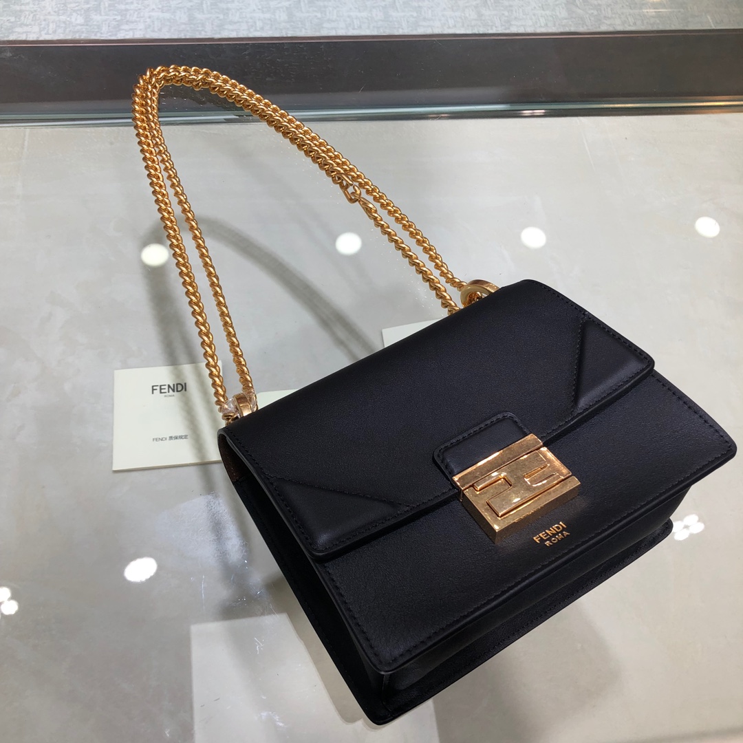 KAN U SMALL, Black leather bag, Fendi Shoulder Bag