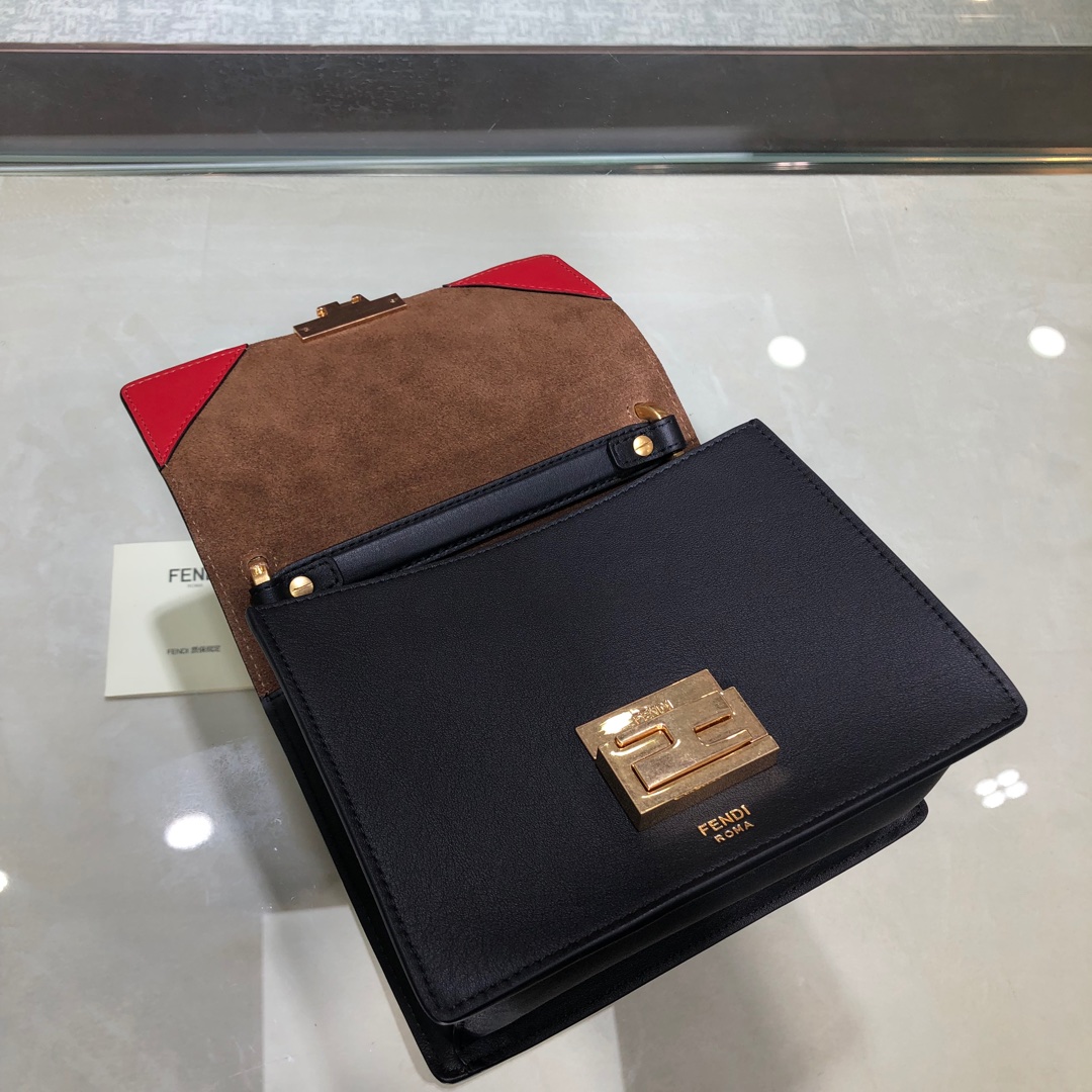 KAN U SMALL, Black leather bag, Fendi Shoulder Bag