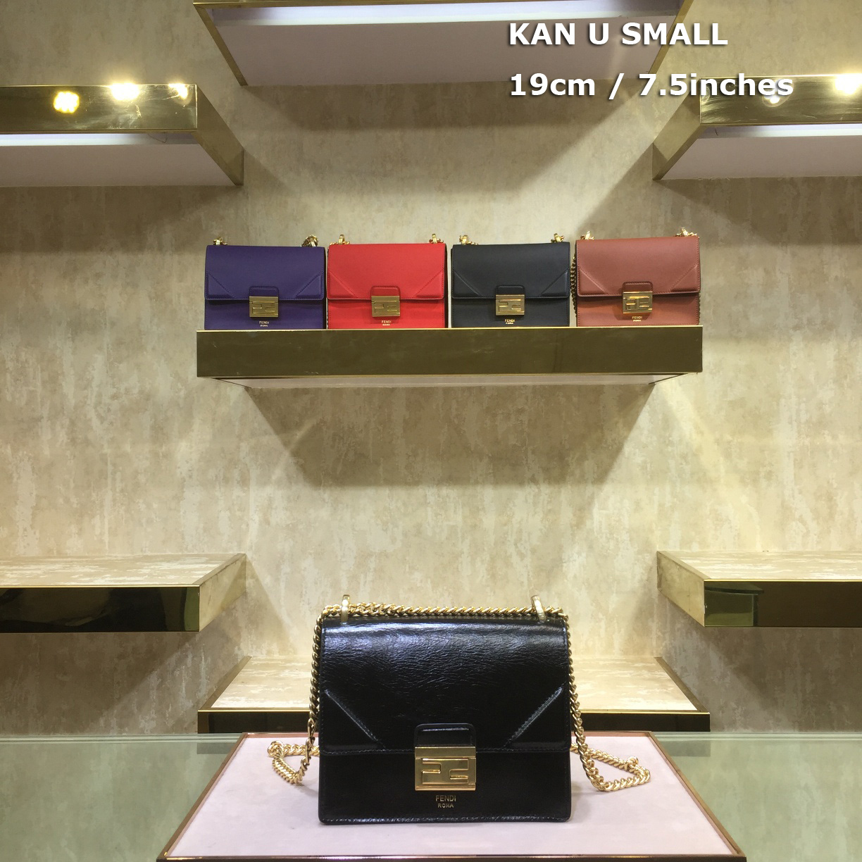 KAN U SMALL, Black leather bag, Fendi Shoulder Bag