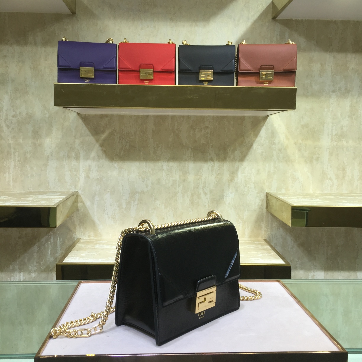 KAN U SMALL, Black leather bag, Fendi Shoulder Bag