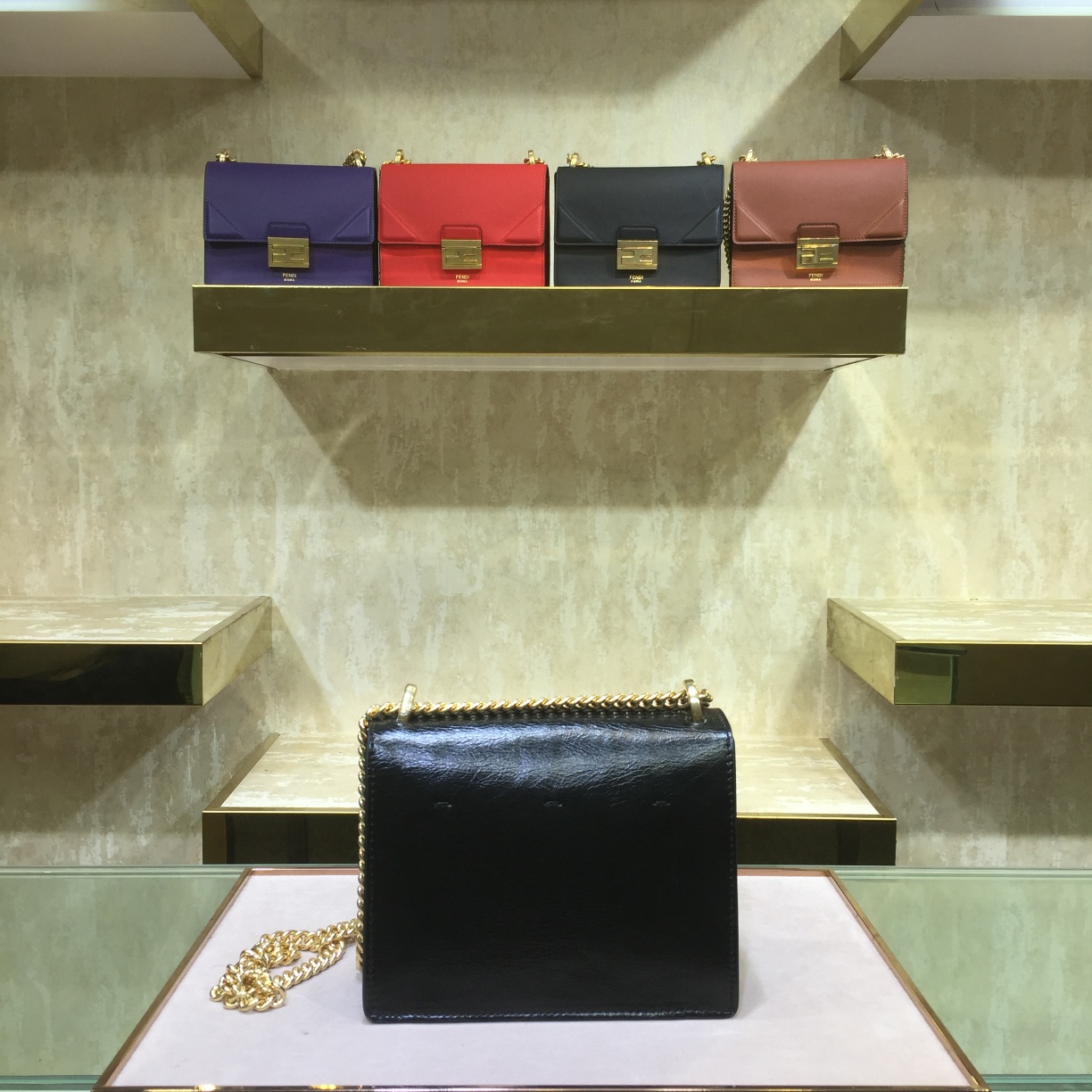 KAN U SMALL, Black leather bag, Fendi Shoulder Bag