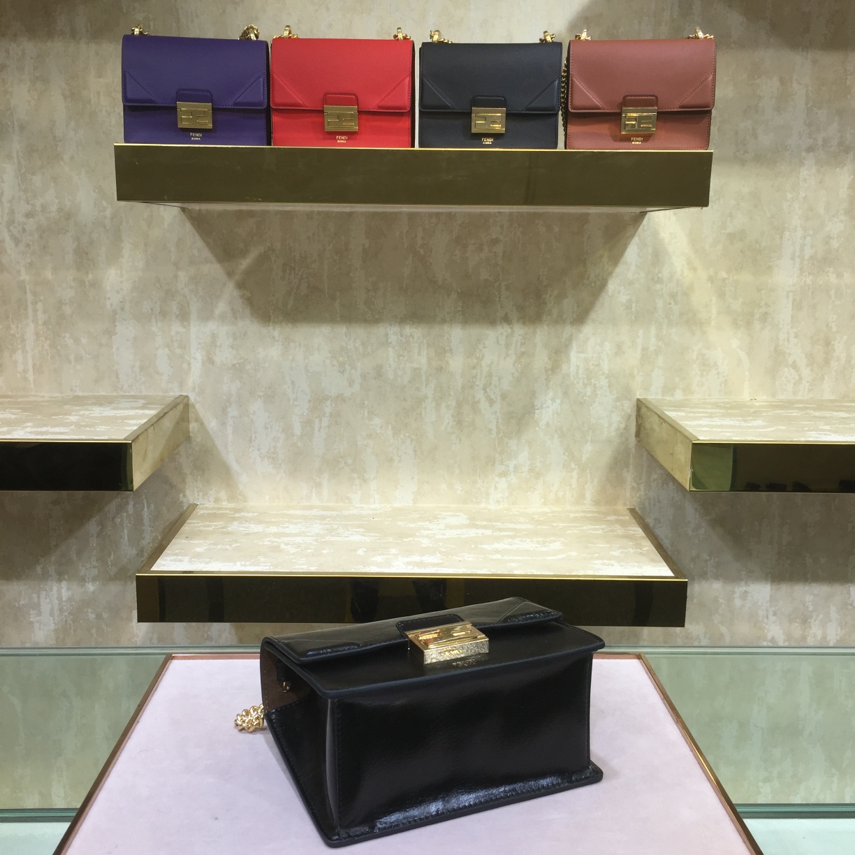 KAN U SMALL, Black leather bag, Fendi Shoulder Bag