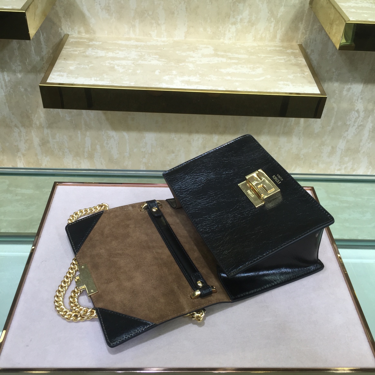 KAN U SMALL, Black leather bag, Fendi Shoulder Bag