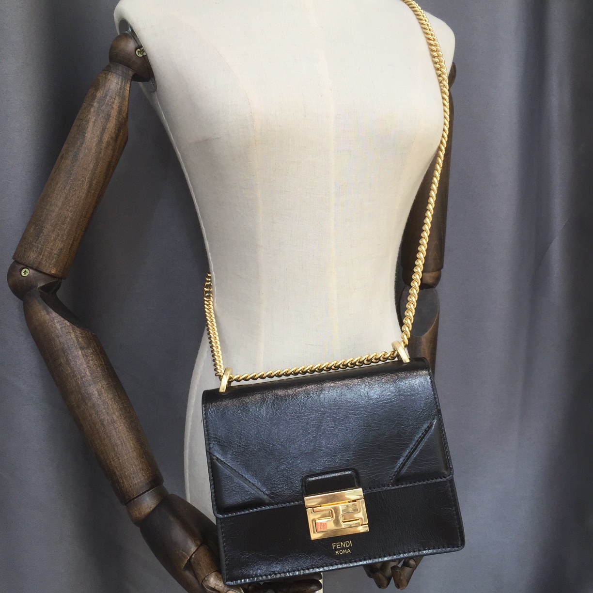 KAN U SMALL, Black leather bag, Fendi Shoulder Bag