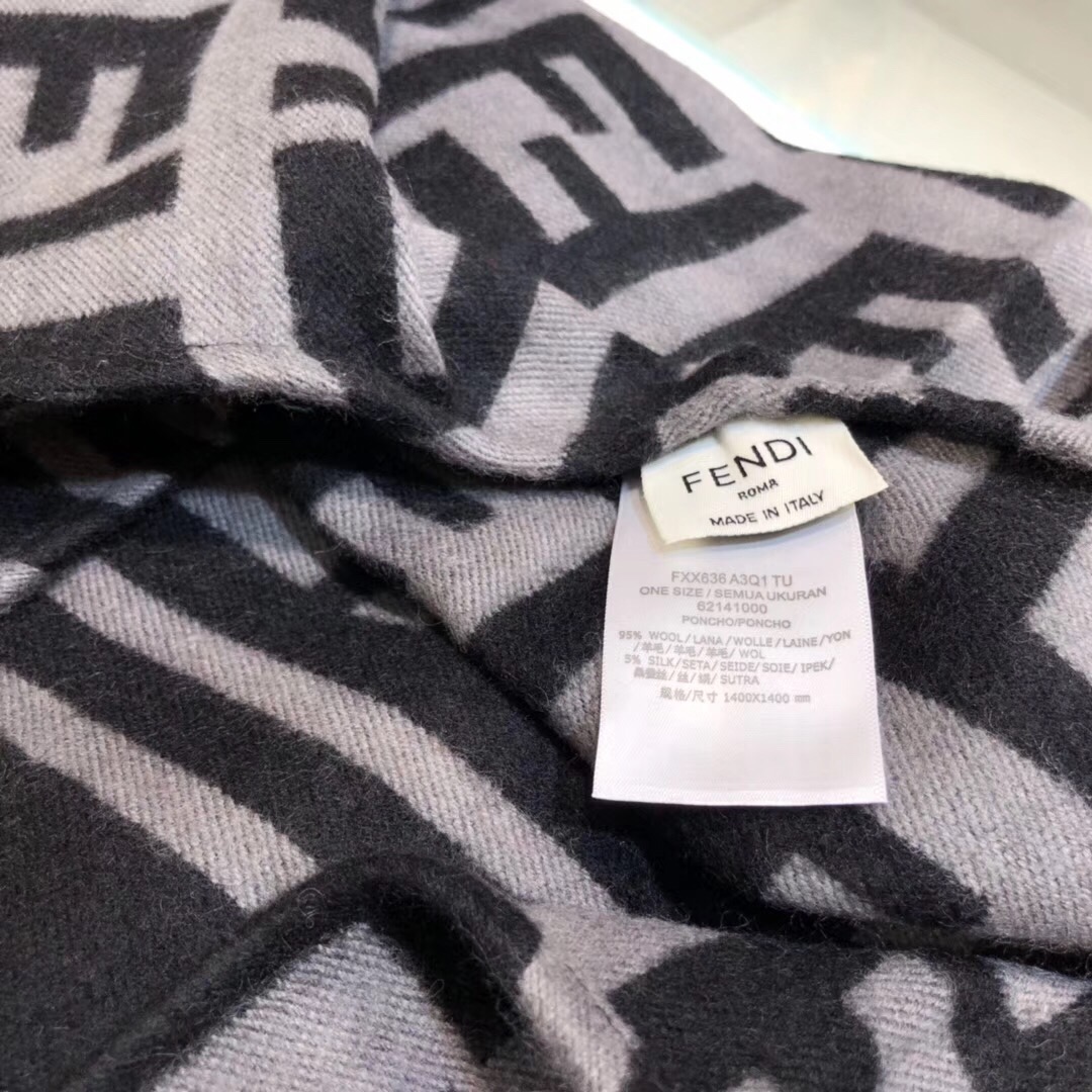 Fendi Ponchos, 95% Wool, 5% Silk