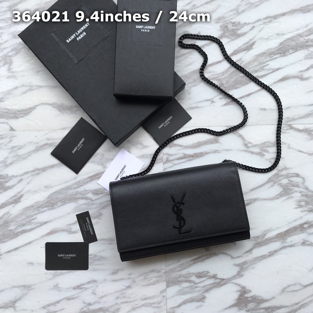 YSL, MONOGRAM SAINT LAURENT CHAIN WALLET IN BLACK GRAIN