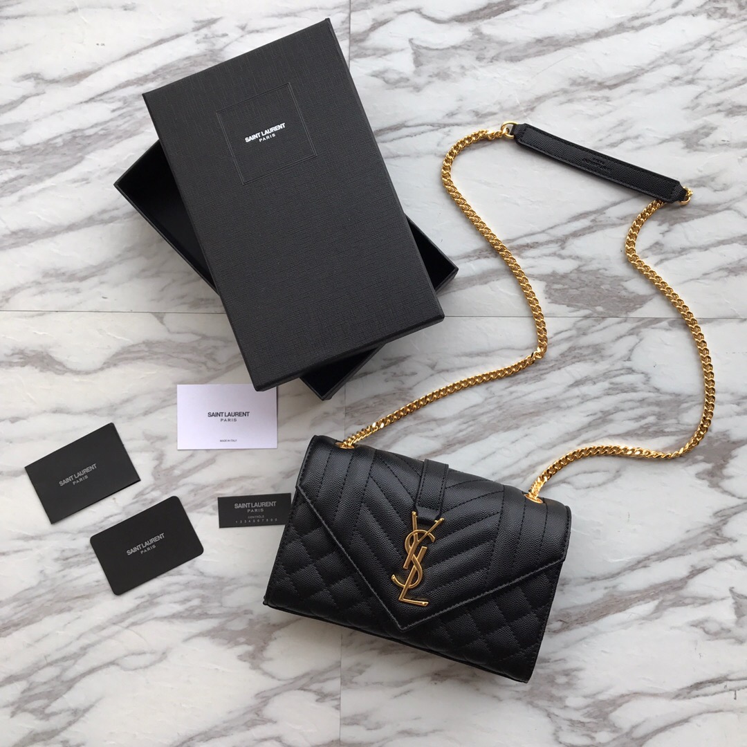 526286 ENVELOPE SMALL BAG IN MIX MATELASSÉ GRAIN DE POUDRE EMBOSSED LEATHER, Yves Saint Laurent YSL