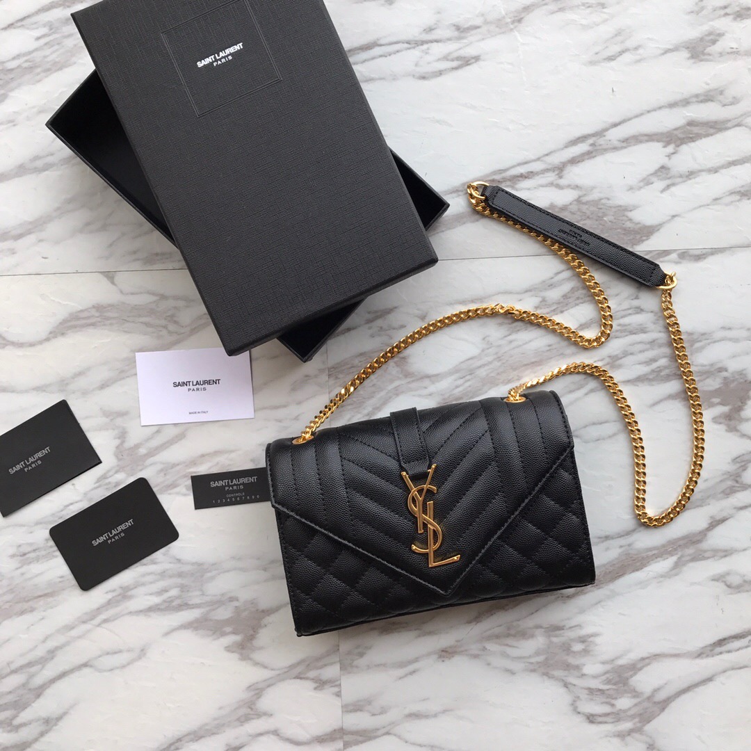526286 ENVELOPE SMALL BAG IN MIX MATELASSÉ GRAIN DE POUDRE EMBOSSED LEATHER, Yves Saint Laurent YSL